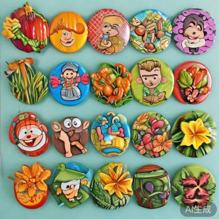 创意冰箱贴,卡通植物主题,清新