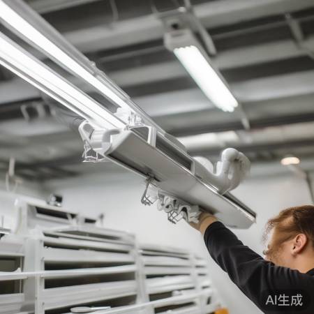 “安装新灯管，固定螺丝/卡扣”