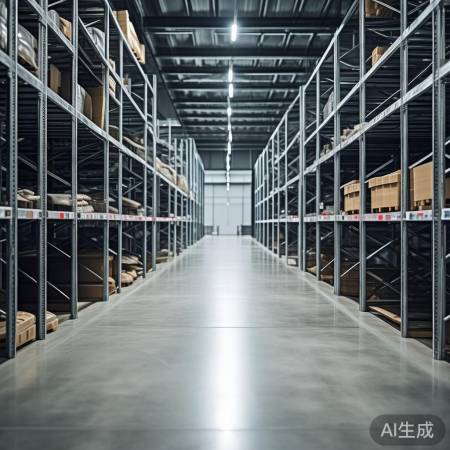 库房地面平整，货架存防盗门