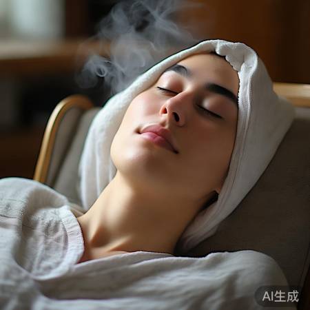 热敷额头缓解头痛，促进感冒恢复