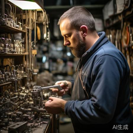 锁匠用特殊钥匙制作钥匙模