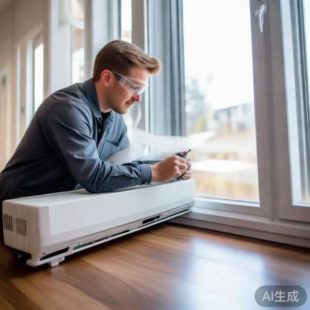 空调安装牢固检查，拧紧螺丝防漏