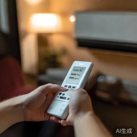 空调开启，调温显示操作。