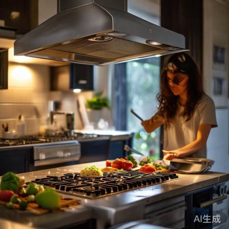 “油烟机掉落惊险瞬间”