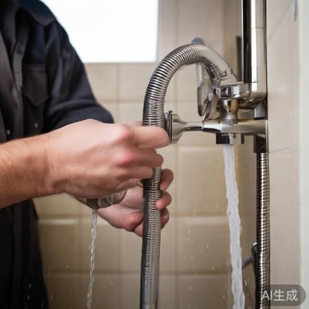 水管连接花洒头,确保密封防漏水