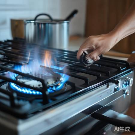 燃气灶调节火力,美味从火候来。