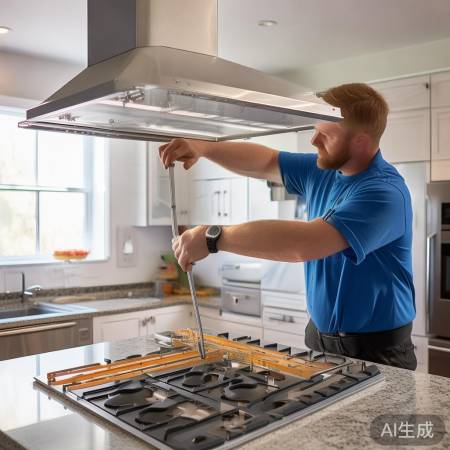 安装油烟机，紧固螺丝，安全稳固